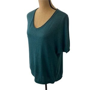 Johanna Paris Women’s Green Short Sleeve Knit Top Shirt Size M/L. Breathable